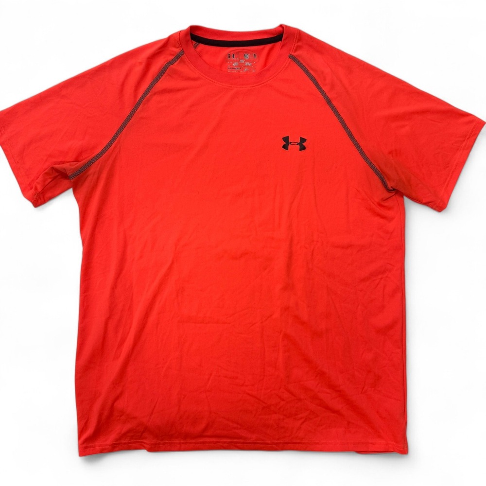 Under Armour HeatGear Mens Medium Red Short Sleeve Athletic T-Shirt Top